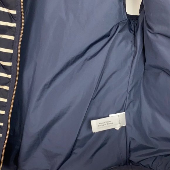 J.Crew S Puffer Vest Striped Nautical Navy White - Picture 14 of 16